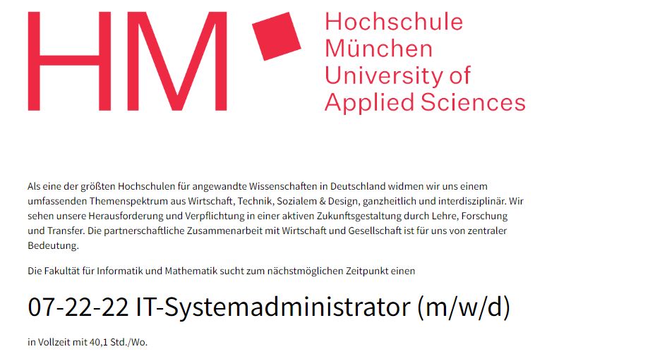 HM IT-Systemadministrator gesucht!